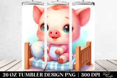Colorful Baby Pig on Children Bed | 20 Oz Tumbler Product Image 2