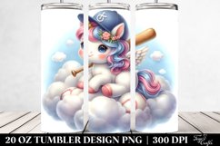 Pastel Baby Unicorn with Baseball Equipment | 20 Oz Tumbler Product Image 2
