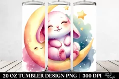 Sitting Baby Rabbit on Smiling Moon Tumbler Product Image 2