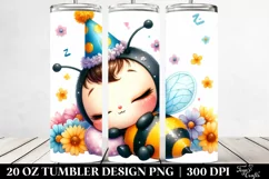 Cute Baby Bee with Flowers Clipart Product Image 2
