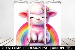 Sitting Baby Lamb on Rainbow Tumbler Product Image 2