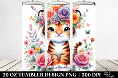 Colorful Flower Crown Tiger | 20 oz Tumbler Product Image 2