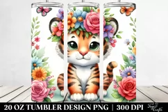 Vibrant Flower Crown Tiger | 20 oz Tumbler Product Image 2