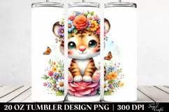Adorned Tiger Flower Crown | 20 oz Tumbler Product Image 2