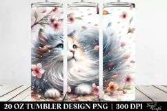 Cat Tumbling with Spring Petals | 20 Oz Tumbler Product Image 2