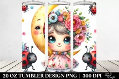 Cute Baby Ladybug Whimsical Moon | 20 Oz Tumbler Product Image 2