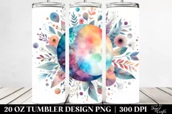 Colorful Watercolor Whimsical Pastel Moon Tumbler Product Image 2