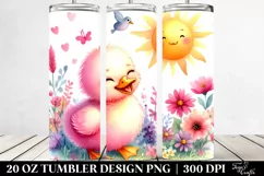 Vibrant Pink Baby Duck Playing in the Sun | 20 Oz Tumbler Product Image 2