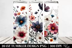 Watercolor Wild Flowers Bold Tumbler Product Image 2