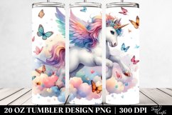 Colorful Baby Unicorn Chasing Butterflies. 20 oz Tumbler Product Image 2