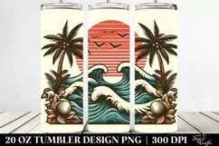 Vintage Tropical Waves Tumbler Design | 20 oz Tumbler Product Image 2