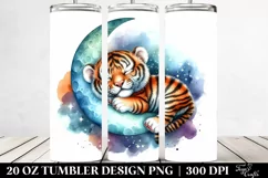 Colorful Baby Tiger Sleeping on Moon | 20 oz Tumbler Product Image 2