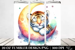 Colorful Baby Tiger Sleeping on Moon | 20 oz Tumbler Product Image 2