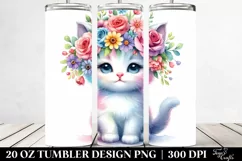 Cartoon Kitten Flower Tumbler Product Image 2