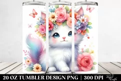 Cartoon Kitten Flower Tumbler Product Image 2
