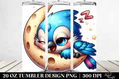 Colorful Baby Blue Jay Napping on Moon | 20 oz Tumbler Product Image 2