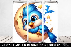 Colorful Baby Blue Jay Napping on Moon | 20 oz Tumbler Product Image 2