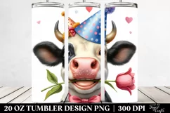 Cow Portrait with Party Hat | 20 Oz Tumbler Product Image 2