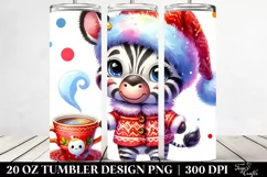 Expressive Watercolor Zebra in Santa Hat PNG Product Image 2