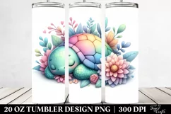 Detailed Turtle Sleeping Flower | 20 Oz Tumbler Product Image 2