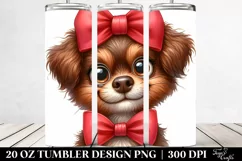 Brown Dog with Bow | 20 Oz Tumbler Product Image 2