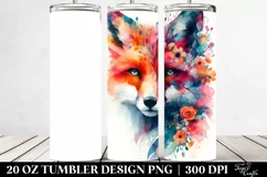 Abstract Vibrant Fox with Flowers. 20 oz Tumbler Design Product Image 2