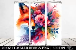 Abstract Vibrant Fox with Flowers. 20 oz Tumbler Design Product Image 2