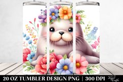 Cute Baby Walrus Flowers | 20 Oz Tumbler Product Image 2