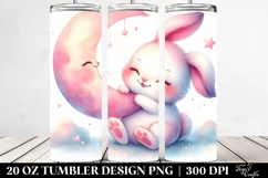 20 Oz Tumbler Sublimation | Cute Baby Bunny Playing on Product Image 2
