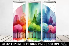 Colorful Watercolor Vibrant Rainbow Trees | 20 oz Tumbler Product Image 2