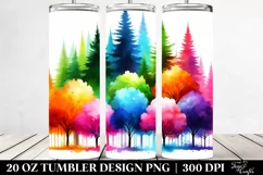 Colorful Watercolor Vibrant Rainbow Trees | 20 oz Tumbler Product Image 2