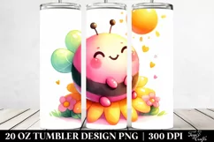 20 Oz Tumbler Sublimation | Vibrant Pink-ish Sitting Bee Product Image 2