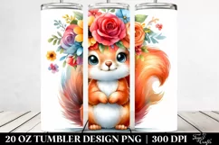 Cartoon-Style Watercolor Squirrel Flower Crown | 20 oz Product Image 2