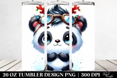 Adorable Panda with Santa Hat and Snow Goggles PNG Product Image 2