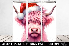 Cute Pink Highland Cow Clipart 20 Oz Tumbler Product Image 2