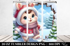 Cute Baby Rabbit in Winter Clipart 20 Oz Tumbler Product Image 2