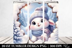 Cute Baby Rabbit in Winter Clipart 20 Oz Tumbler Product Image 2