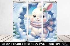 Cute Baby Rabbit in Winter Clipart 20 Oz Tumbler Product Image 2