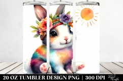 20 Oz Tumbler Sublimation | Vibrant Boho Sitting Bunny Product Image 2