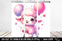 20 Oz Tumbler Sublimation | Cute Smiling Baby Lamb Balloons Product Image 2