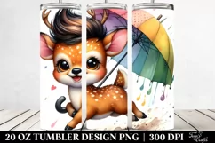 Funny Deer with Umbrella Watercolor PNG Product Image 2