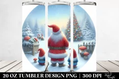 Vintage Watercolor Santa with Gnomes, PNG Product Image 2