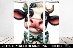 Watercolor Funny Cow Portrait Bow | 20 Oz Tumbler Product Image 2