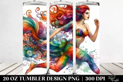 Running Mermaid Drawing | 20 oz Tumbler Product Image 2