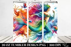 Running Mermaid Drawing | 20 oz Tumbler Product Image 2