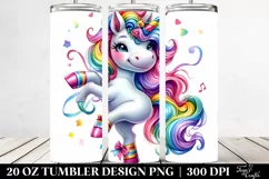 Cute Unicorn Dancing Drawing | 20 oz Tumbler Product Image 2