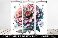 20 Oz Tumbler Sublimation | Watercolor Zinnia Watercolor Product Image 2