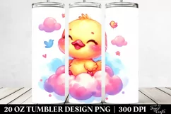 20 Oz Tumbler Sublimation | Cute Smiling Baby Duck Cloud Product Image 2