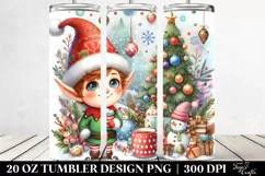 Cute Watercolor Elf in Winter Clipart Product Image 2
