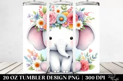 Colorful Elephant Flower Crown | 20 oz Tumbler Product Image 2